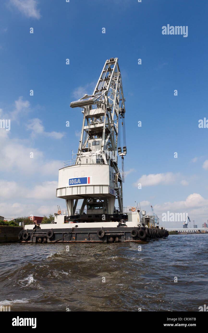 The most powerful floating crane in the Port of Hamburg, HHLA IV, Hamburg, Germany, Europe Stock Photo