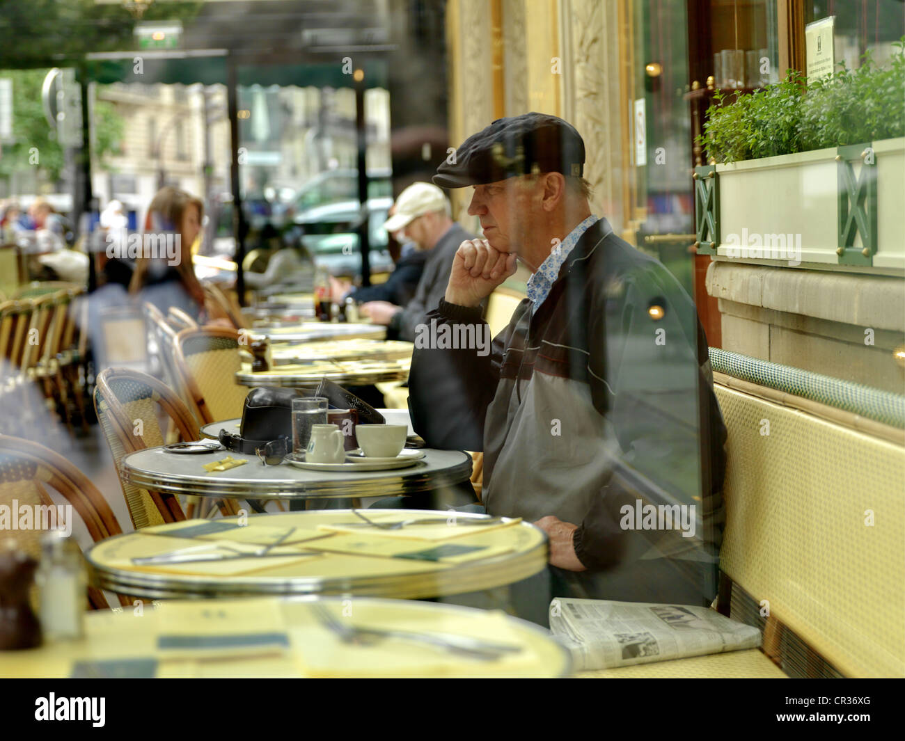 Paris Cafe Scene Left Bank St.Germain Area Les Deux Magots Stock Photo