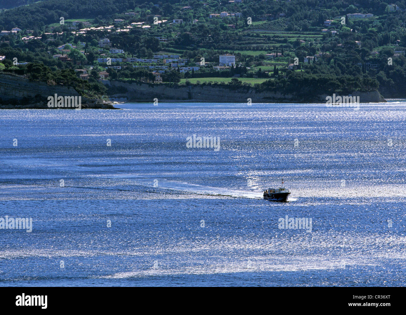 France, Bouches du Rhone, Cassis, boat excursion in the bay Stock Photo