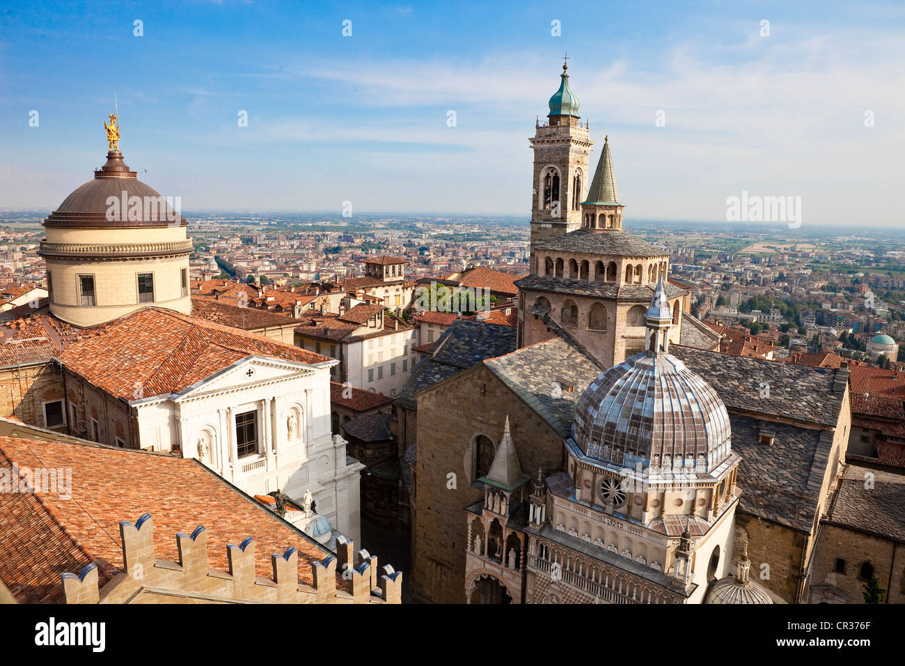 Italy, Lombardy, Bergamo, seen from the Torre del Campanone on the Cappella Colleoni (Colleoni Chapel) Stock Photo