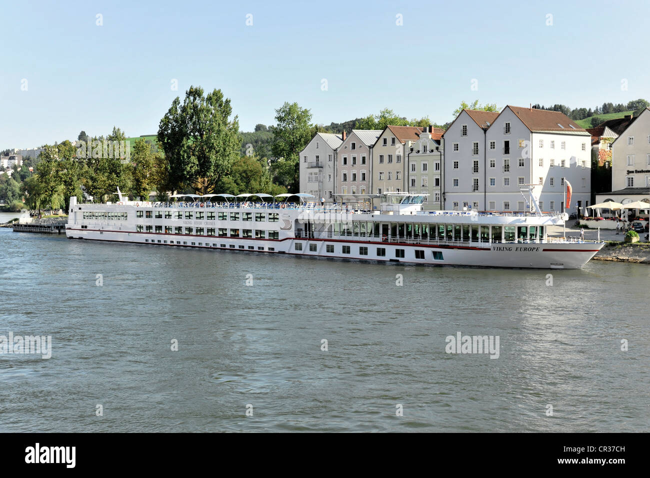 Viking Europe river cruiser, built in 2001, 114.30 m long, near Passau, Bavaria, Germany, Europe Stock Photo