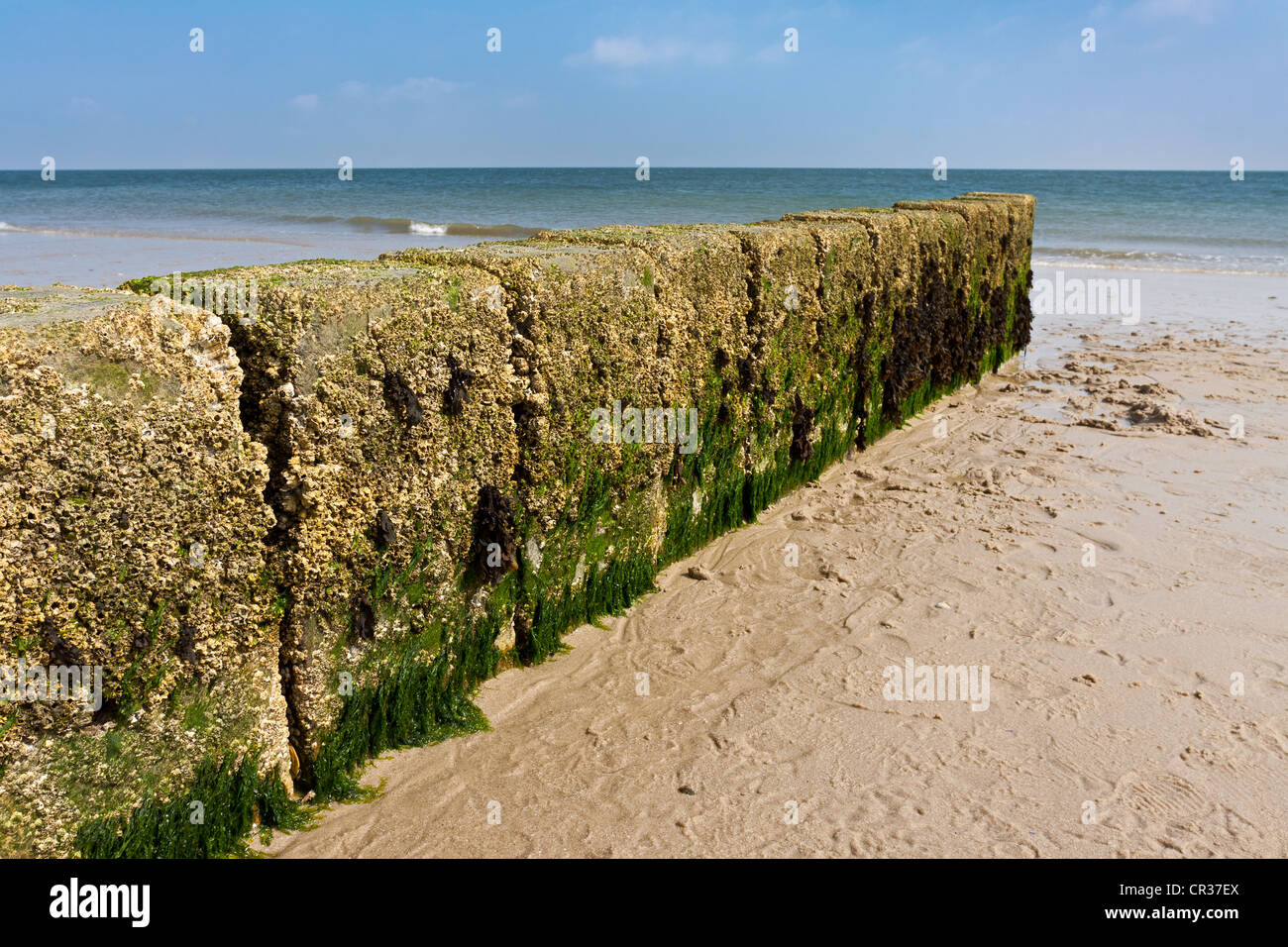 Stone breaker wall at Hoernum Odde, Hoernum, Sylt, North Frisia, Schleswig-Holstein, Germany, Europe Stock Photo