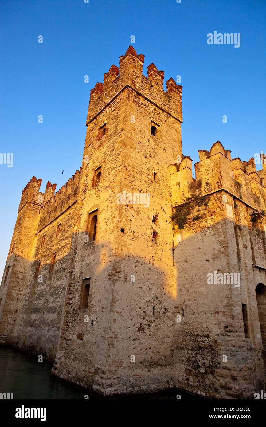 Italy, Lombardy, Lake Garda, Sirmione, the castle of Rocca Scaligieri Stock Photo