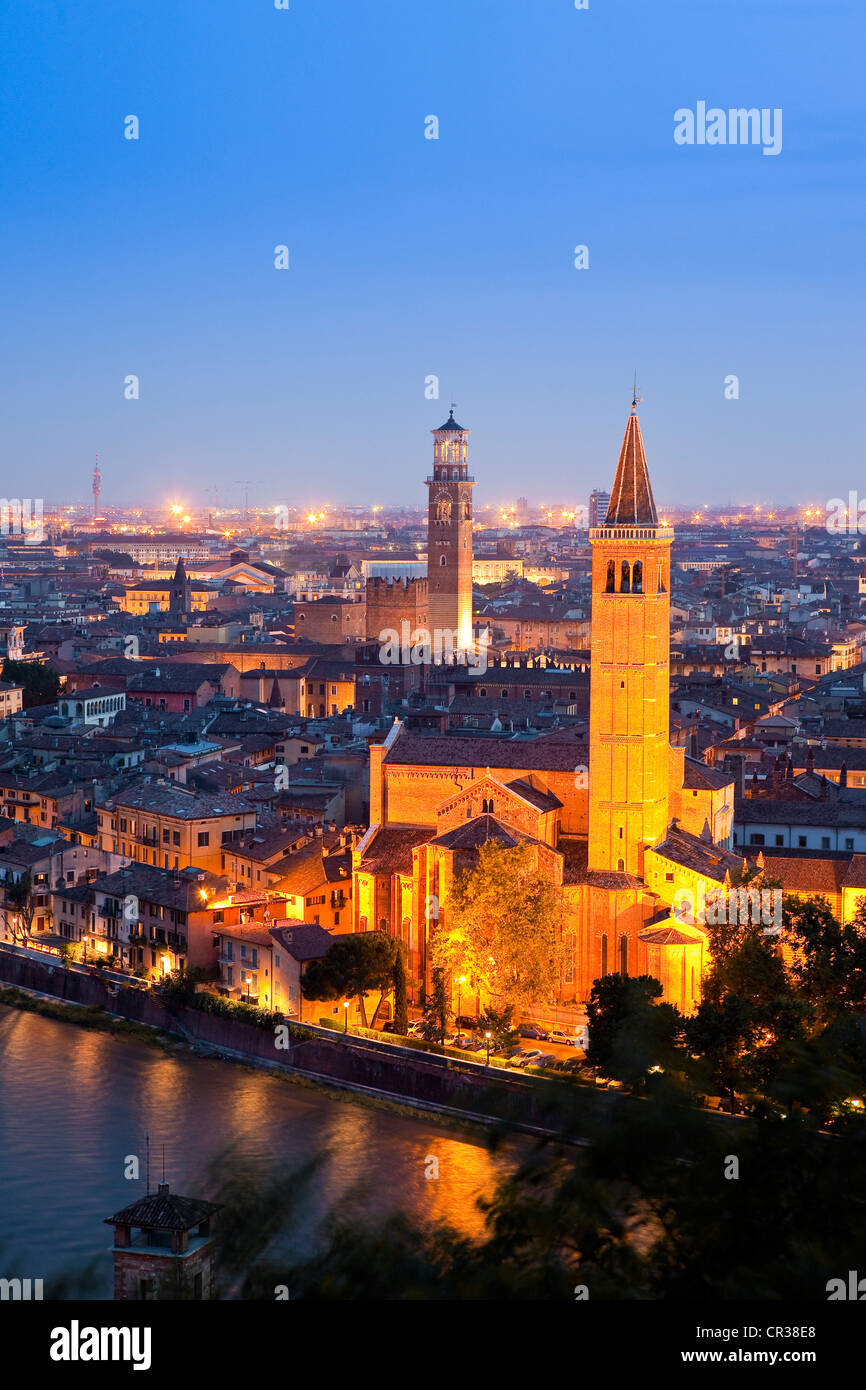 Italy, Veneto, Verona, overview with Adige River Stock Photo