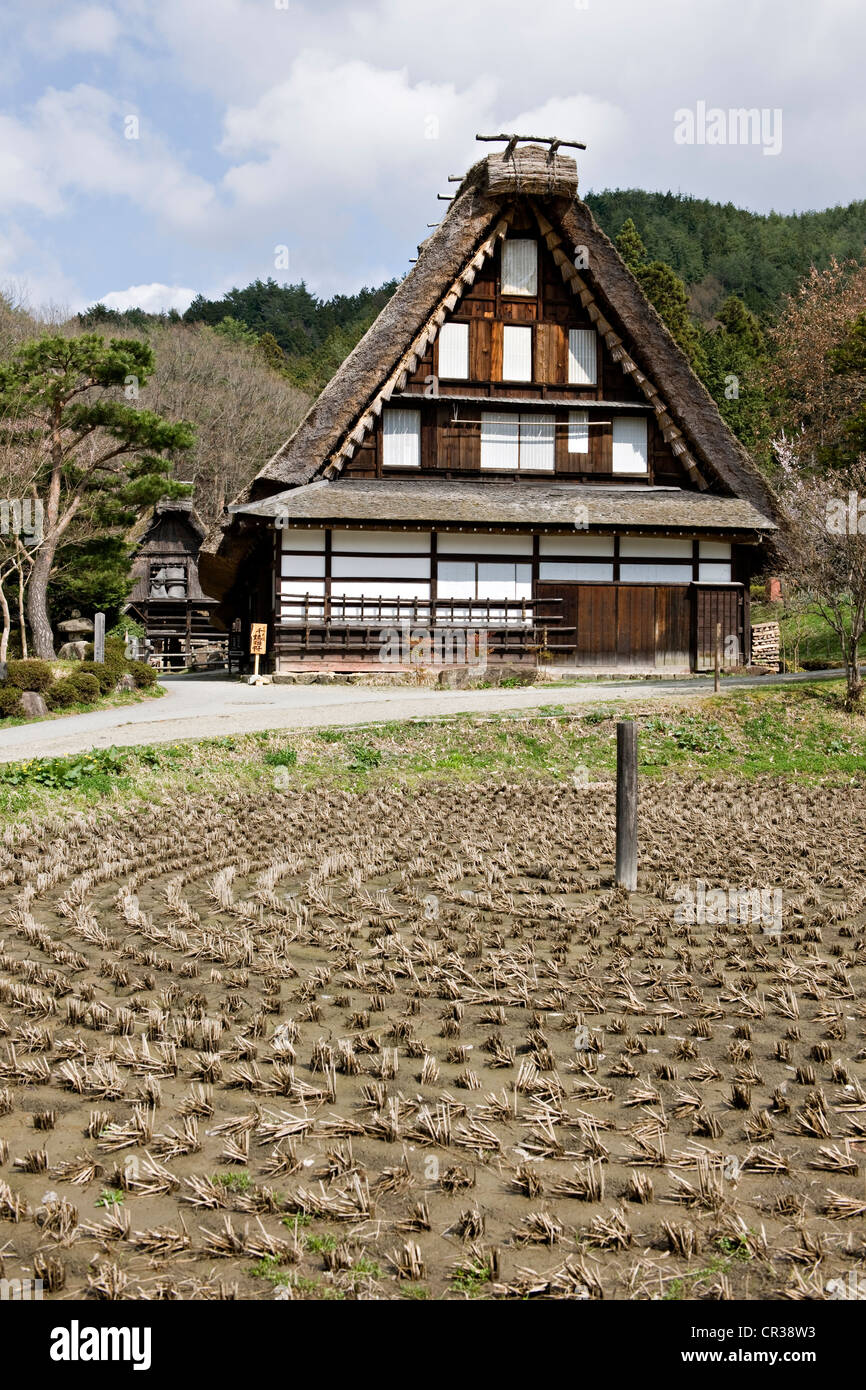 Japan, Honshu Island, Chubu Region, Takayama, Hida no Sato open air museum, rural traditional house of the 18th and 19th century Stock Photo