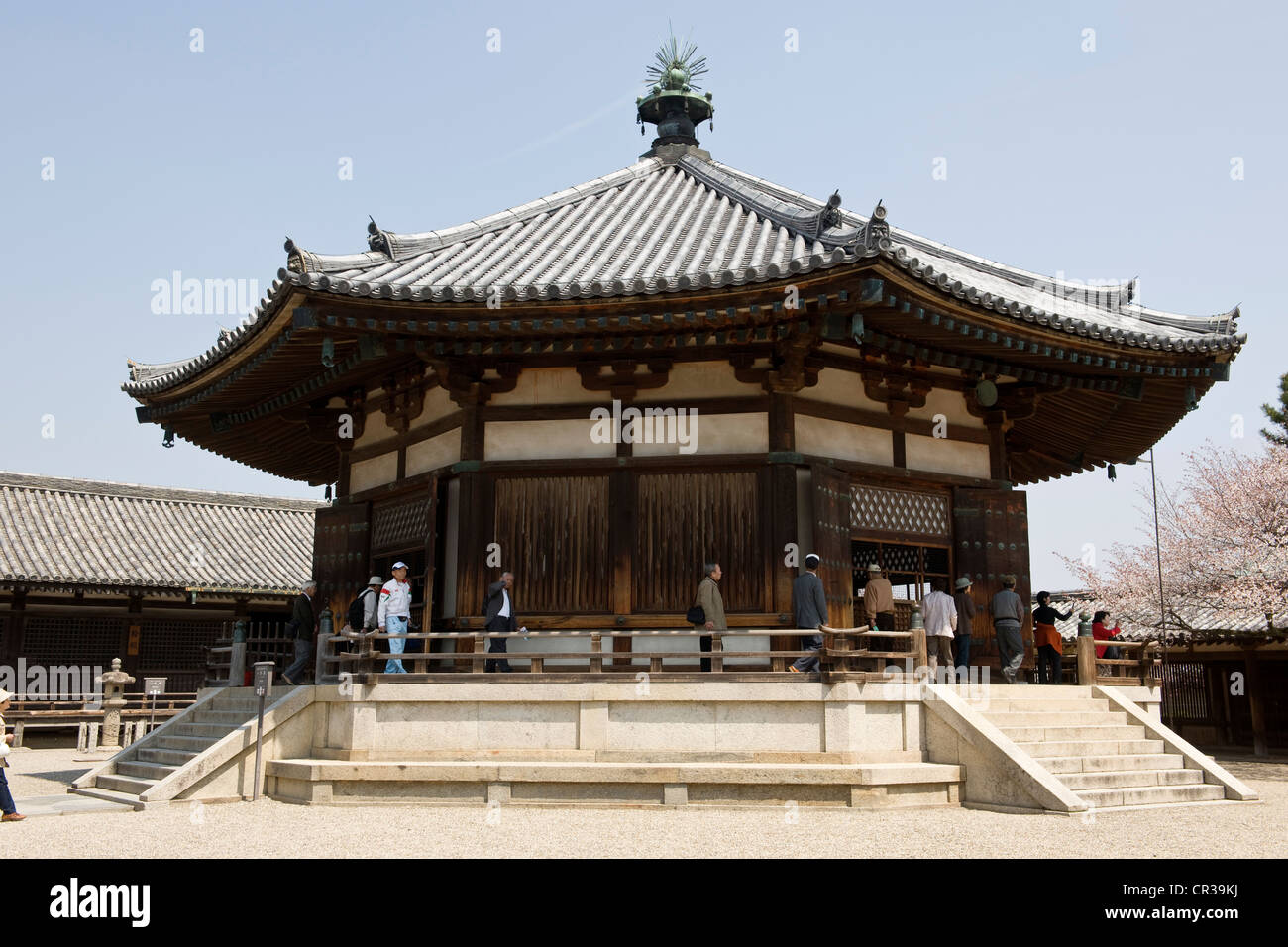 Japan, Honshu Island, Kinki Region, city of Nara, Historic Monuments of Ancient Nara UNESCO World Heritage, Horyu ji Temple, Stock Photo