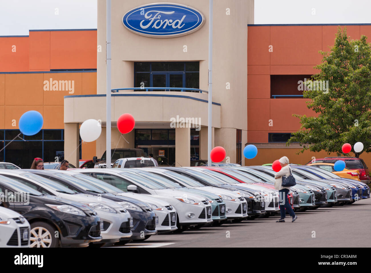 Ford dealership car sales lot Stock Photo