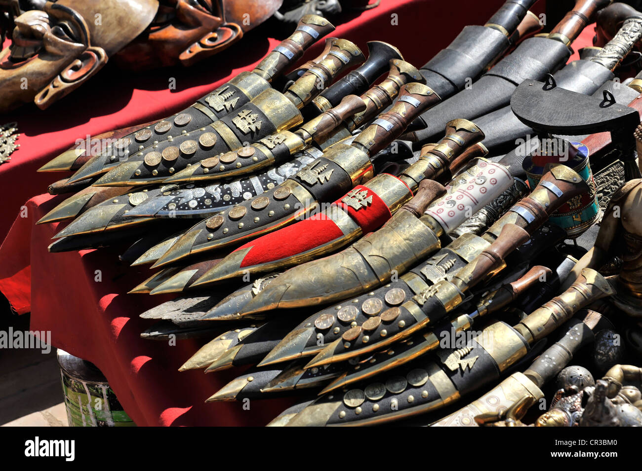Gurkha Kukri knives, traditional knife of the Nepalese, keepsakes, souvenirs, Kathmandu, Nepal, Asia Stock Photo