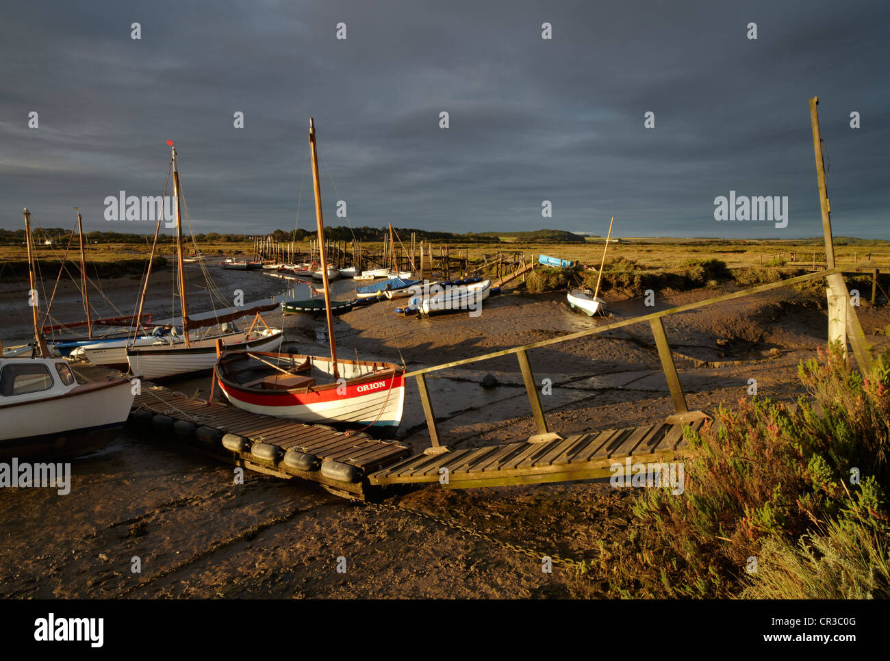 Morston Quay on the North Norfolk Coast on a stormy morning Stock Photo
