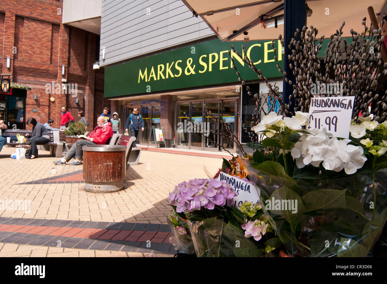Florist display outside of Marks & Spencer in Kingston Upon Thames