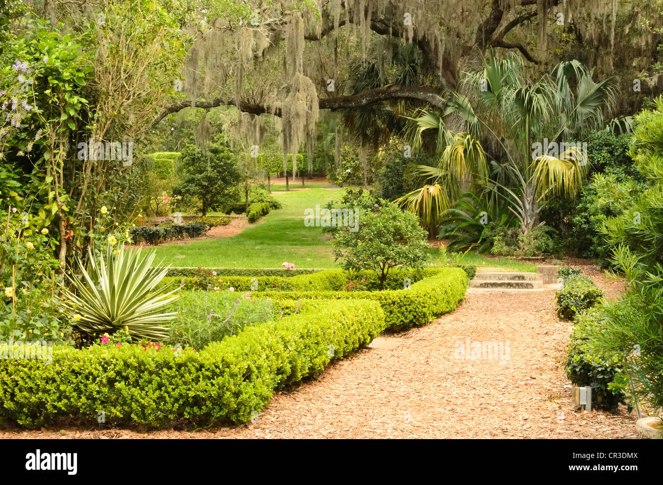 Formal garden in central Florida Stock Photo
