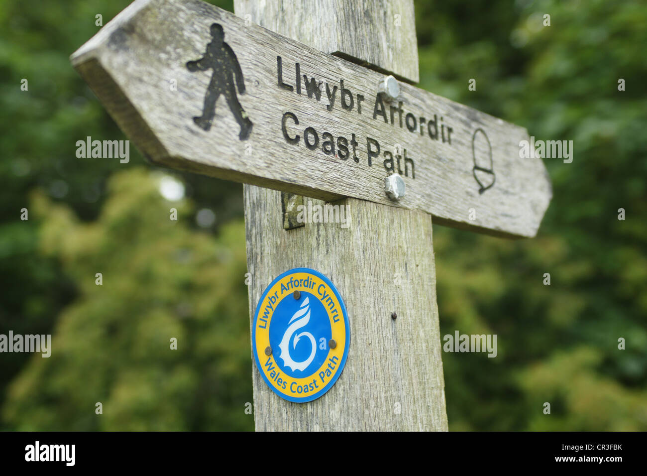 Signpost on the Pembrokeshire Coastal Path Stock Photo