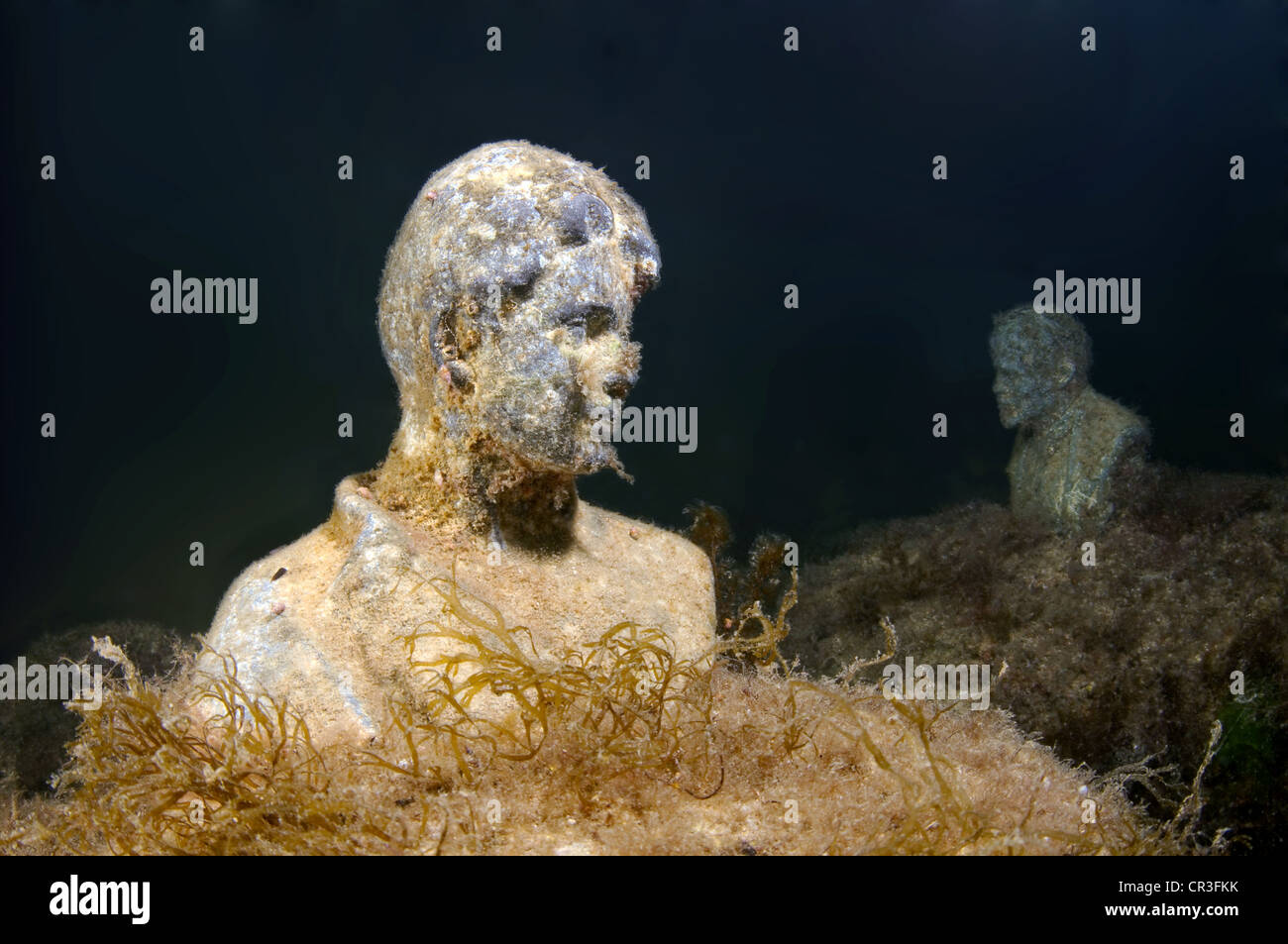 Underwater museum "Reddening leaders", Nadezhda Konstantinovna Krupskaya, sculpture, Cape Tarhankut, Tarhan Qut, Crimea, Ukraine Stock Photo