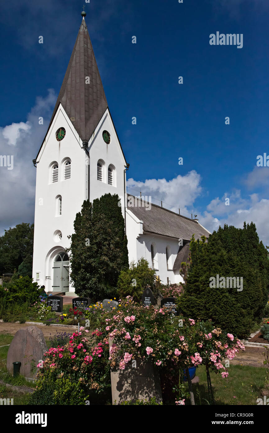 Church, village of Nebel, Amrum Island, North Frisia, Schleswig-Holstein, Germany, Europe Stock Photo