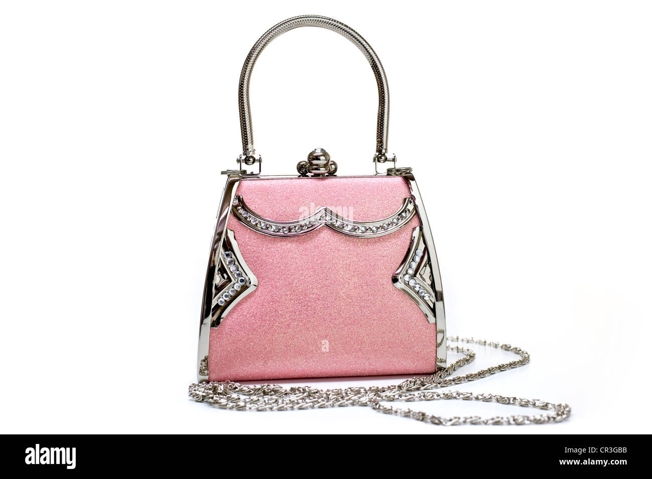 Pink handbag with rhinestones Stock Photo Alamy