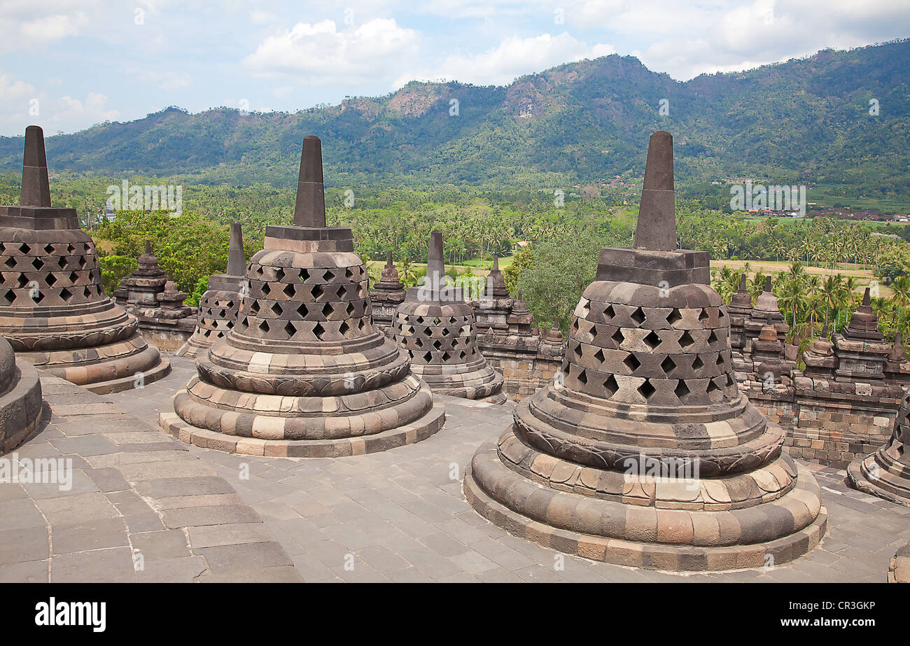 Borobudur temple near Yogyakarta on Java island, Indonesia Stock Photo