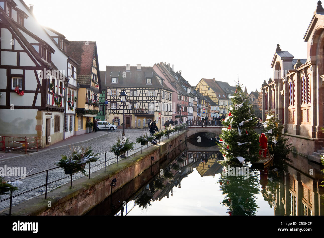 Christmassy and wintery Colmar, Alsace, France, Europe Stock Photo