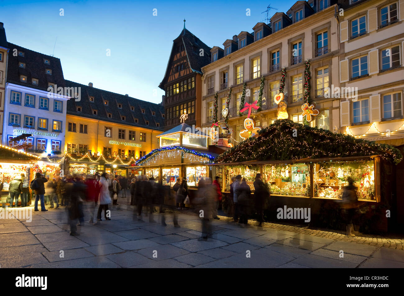 Christmas market in Colmar, Alsace, France, Europe Stock Photo