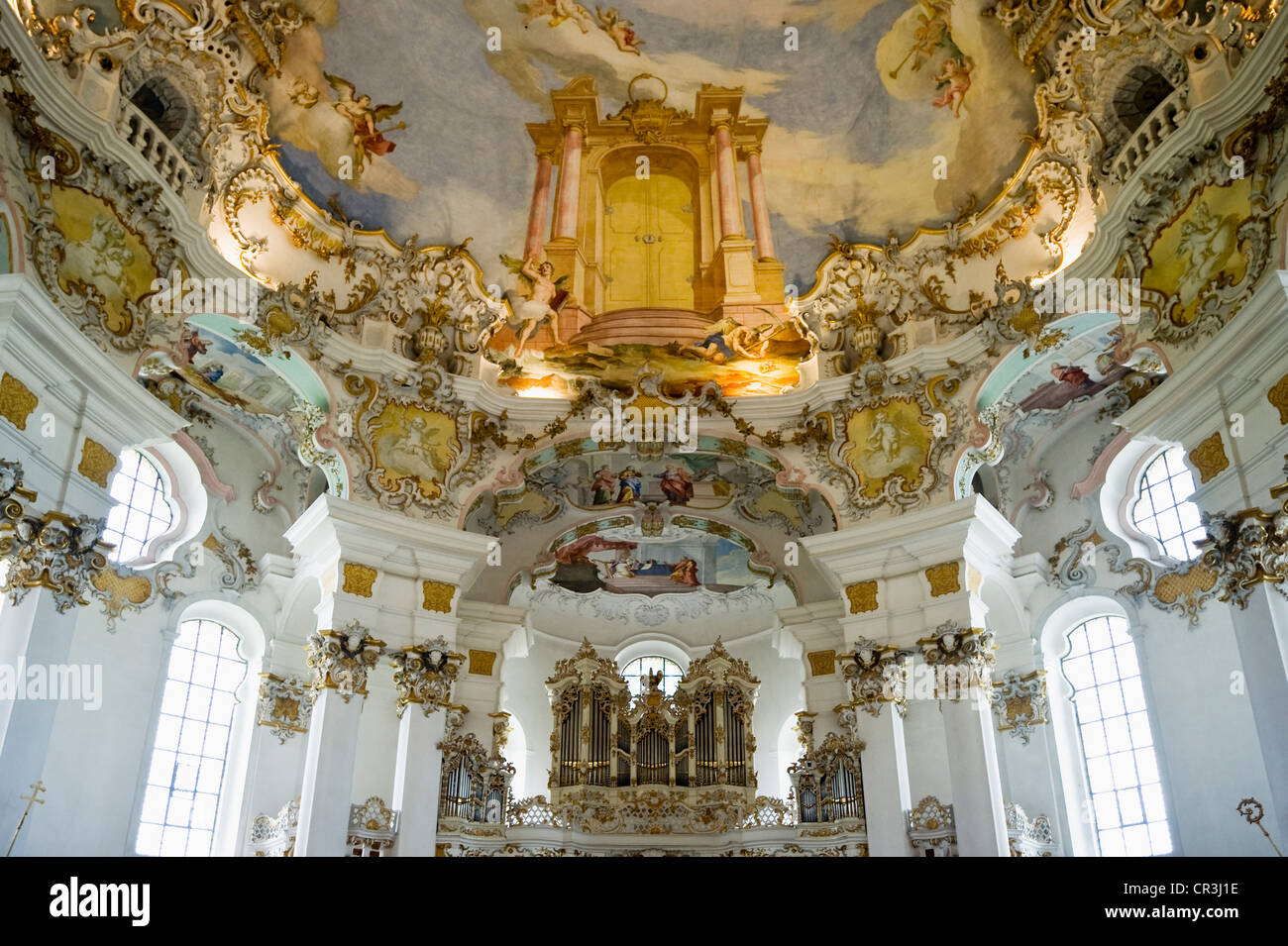 Wieskirche church near Steingaden, Allgaeu, Bavaria, Germany, Europe Stock Photo