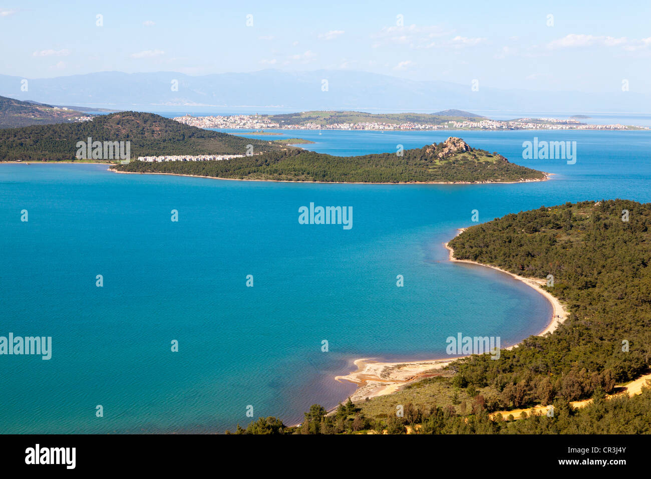 View from Devil's Mountain on the Turkish Aegean Sea, Turkey Stock Photo