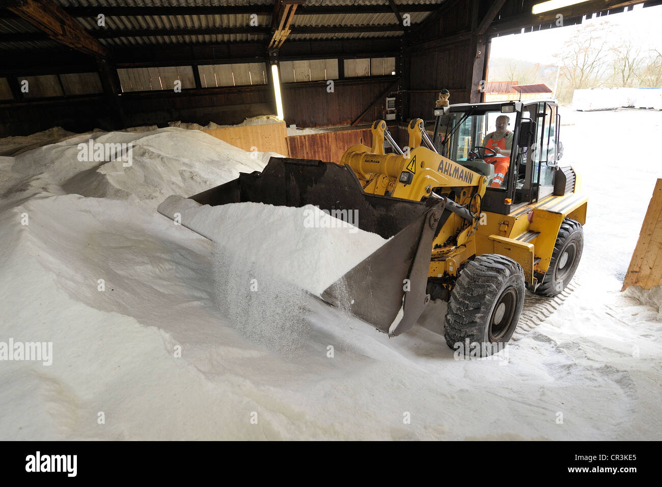 Road salt supplies, Bergisch Gladbach, North Rhine-Westphalia, Germany, Europe Stock Photo