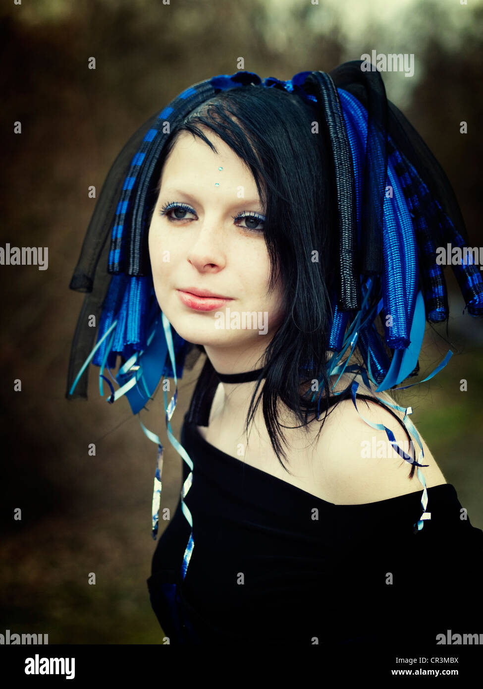 Woman with a serious face, Cyber-Gothic, portrait Stock Photo