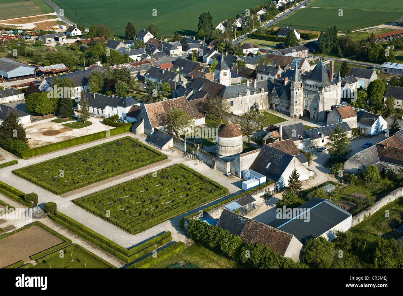 France, Loir et Cher, Chateau de Talcy (aerial view) Stock Photo