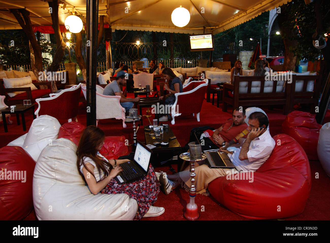 Turkey, Istanbul, cafes attracting young westernized people Stock Photo