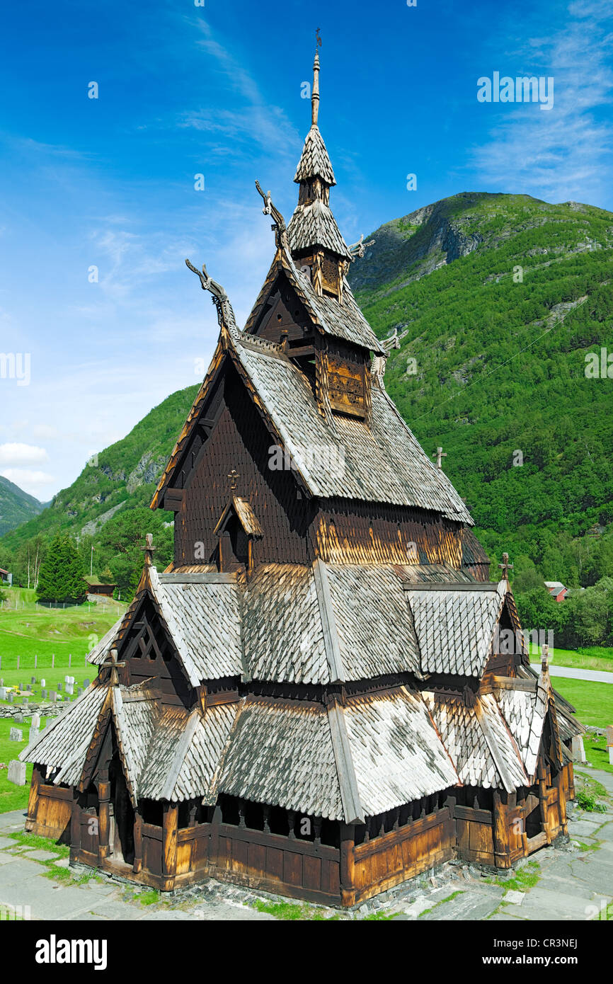 Borgund Stave Church, Borgund, Lærdal, Norway, Europe Stock Photo