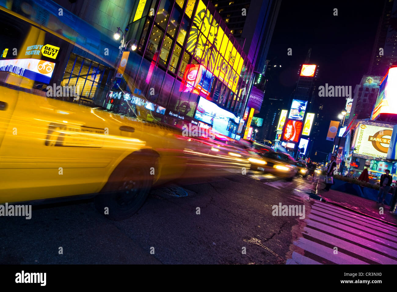 Road traffic at night, Broadway and Times Square, Manhattan, New York, USA, America Stock Photo