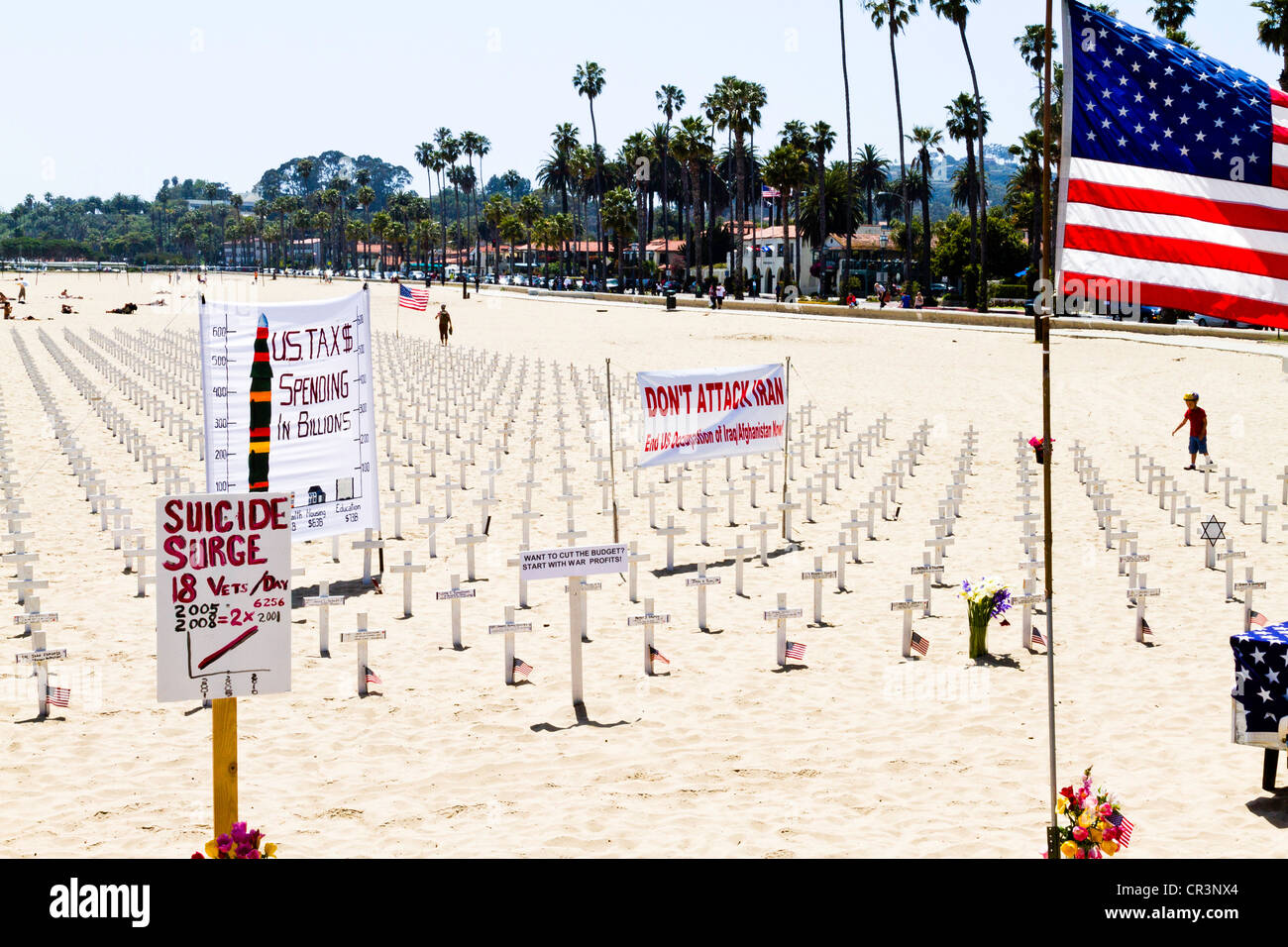 "Arlington West" memorial in "Santa Barbara" California Stock Photo Alamy