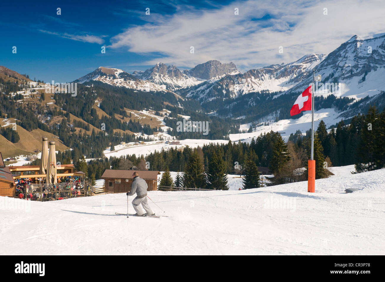 Soerenberg in winter, Bernese Oberland, Switzerland, Europe Stock Photo