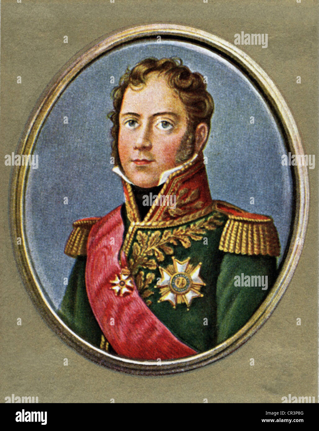 Ney, Michel, 10.1.1769 - 7.12.1815, French marshal, portrait, miniature painting, oval, Stock Photo
