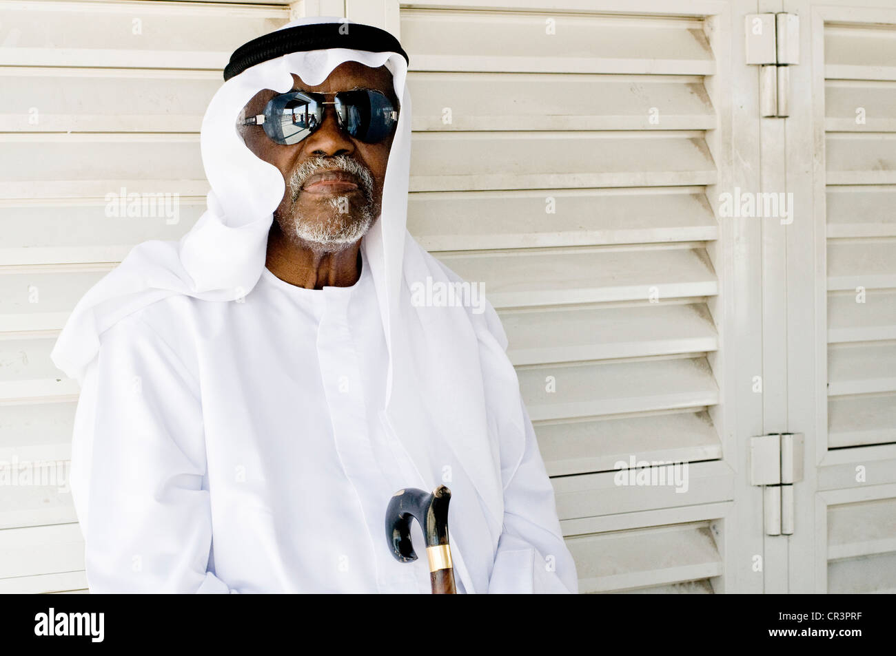 Arab man, sheikh, wearing traditional clothing, Sharjah, United Arab Emirates, Middle East Stock Photo