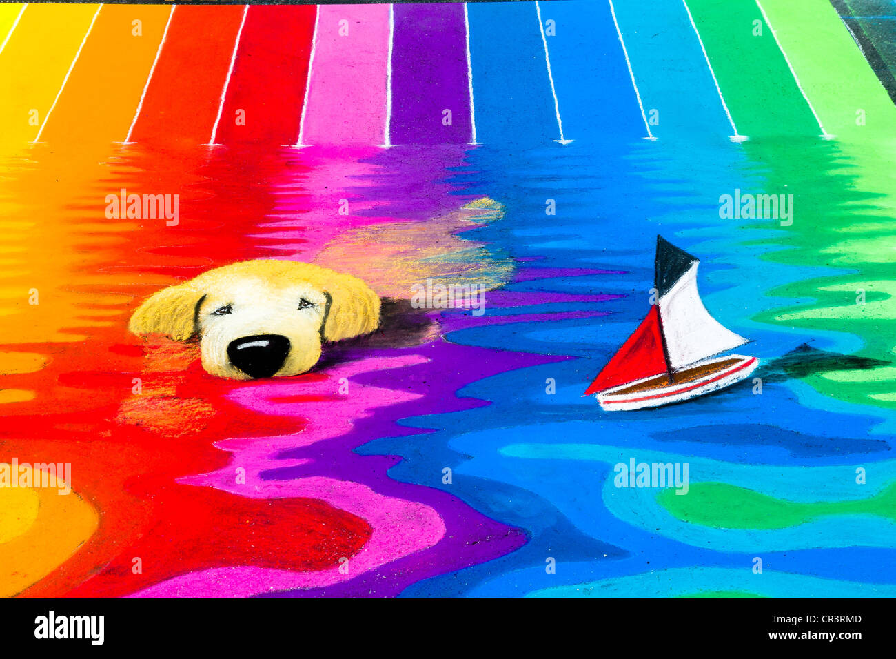 Chalk drawing on pavement Stock Photo Alamy