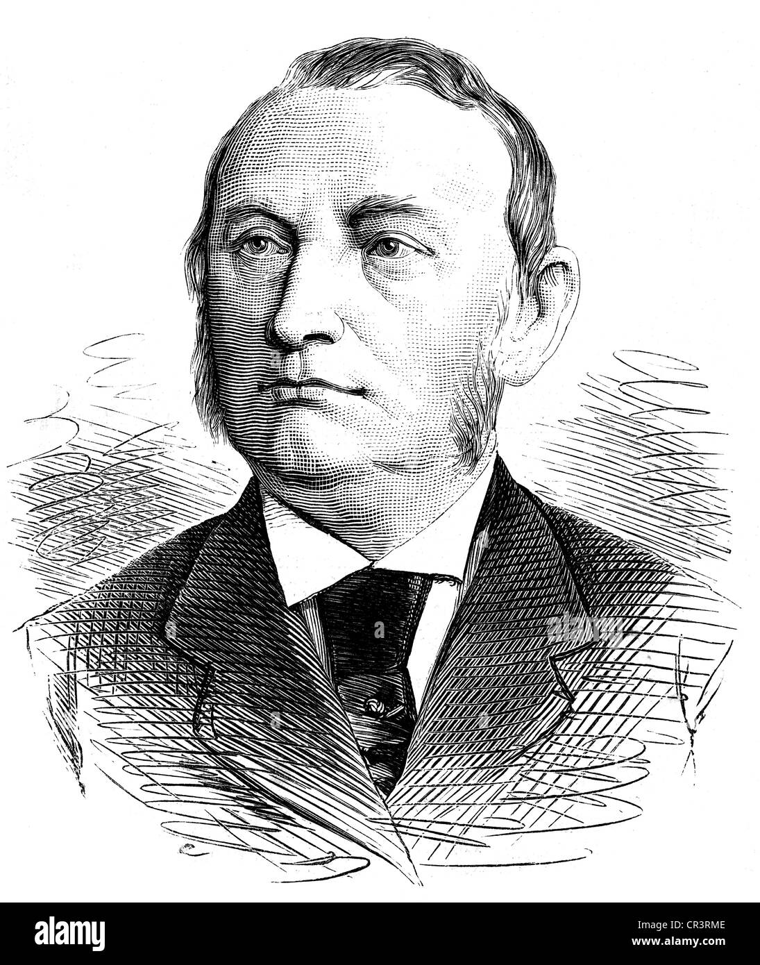 Ploetz, Karl Julius, 8.7.1819 - 6.2.1881, German author / writer, portrait, wood engraving, 1881, Stock Photo