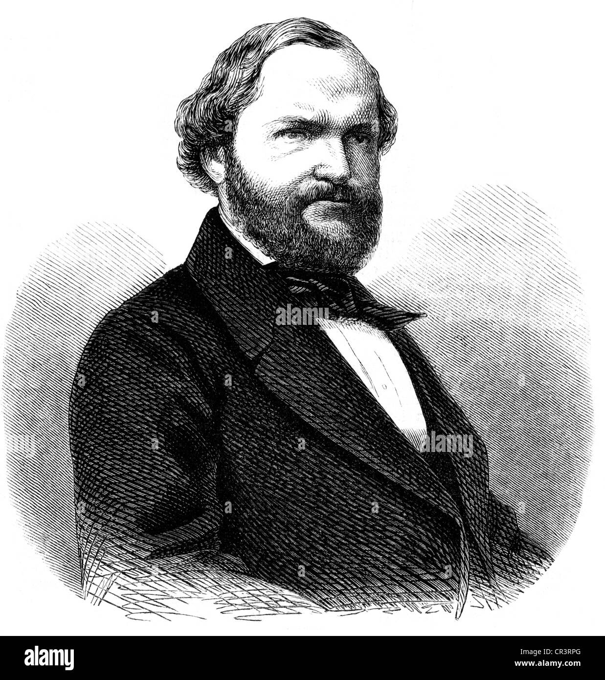Mundt, Theodore, 19.9.1808 - 30.11.1861, German author / writer, portrait, based on photograph, wood engraving, circa 1860, Stock Photo