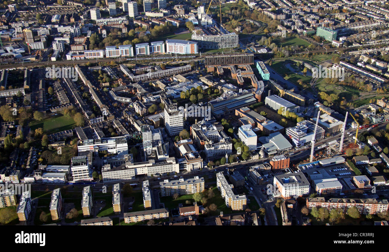 aerial view of Queen Mary University of London, Mile End Campus Stock Photo