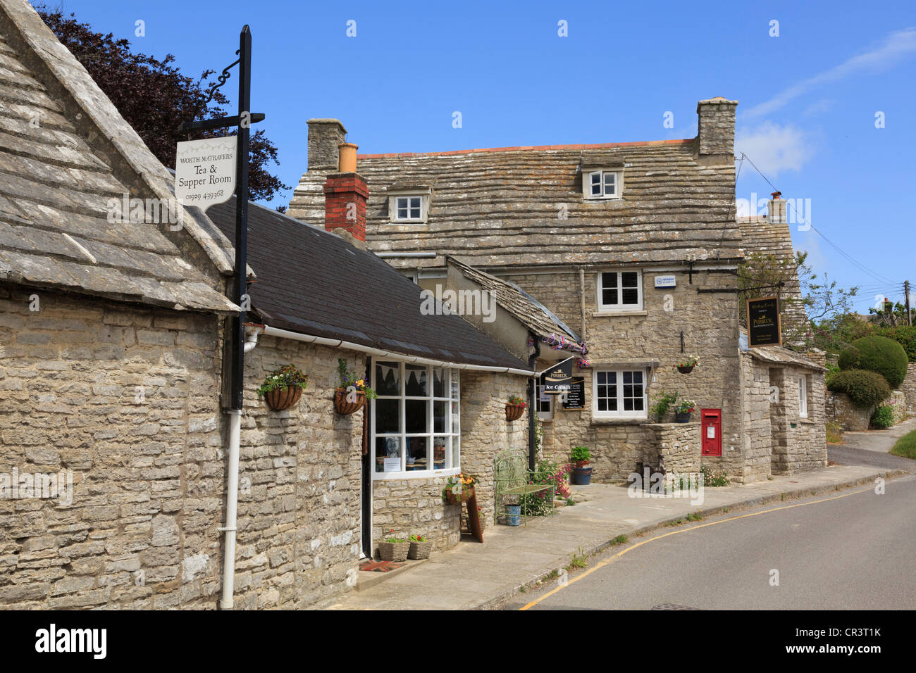 Worth Matravers, Dorset, England, UK, Britain. Purbeck ice cream shop and tea rooms in picturesque old village Stock Photo