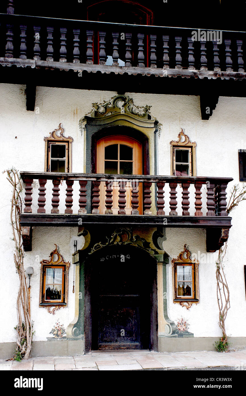 Typical front of a house in the Austrian Tyrol. Stock Photo