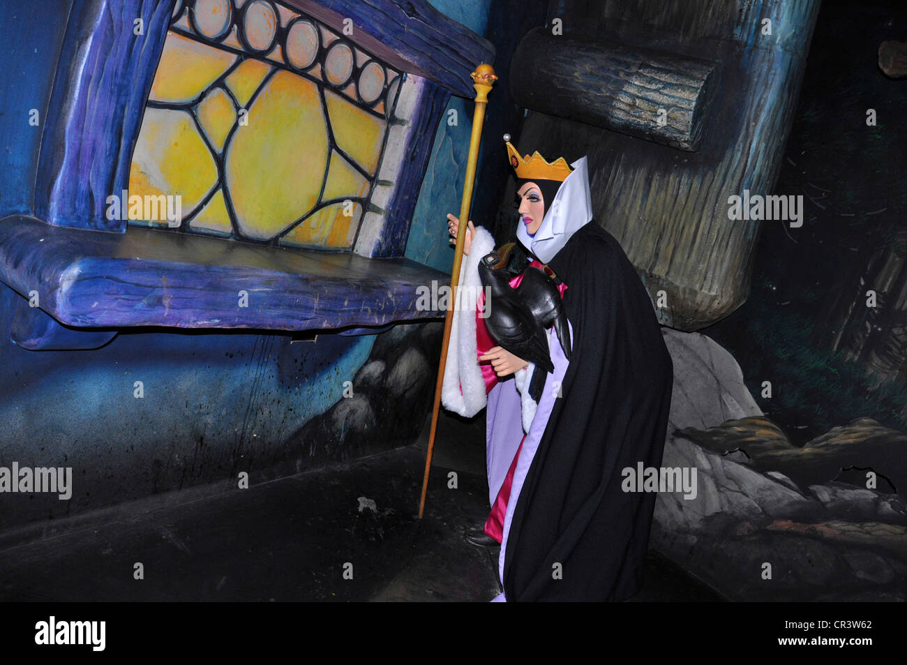 Evil Queen in Snow White's Scary Adventure Attraction at Fantasyland, at Disneyland, Anaheim, California, USA Stock Photo