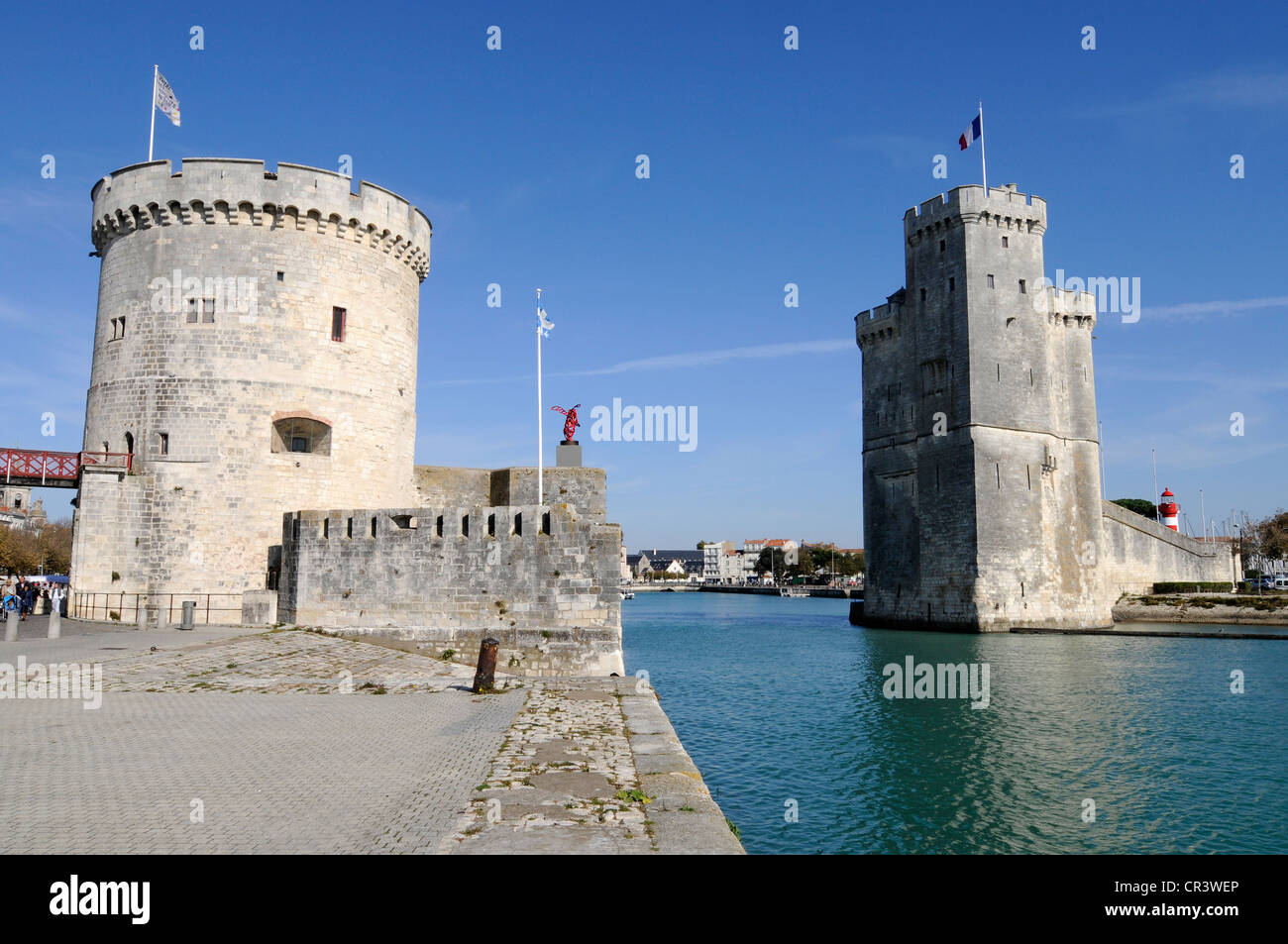 Tour de la Chaine and Tour Saint Nicolas, towers, harbour, La Rochelle, Charente-Maritime, Poitou-Charentes, France, Europe Stock Photo