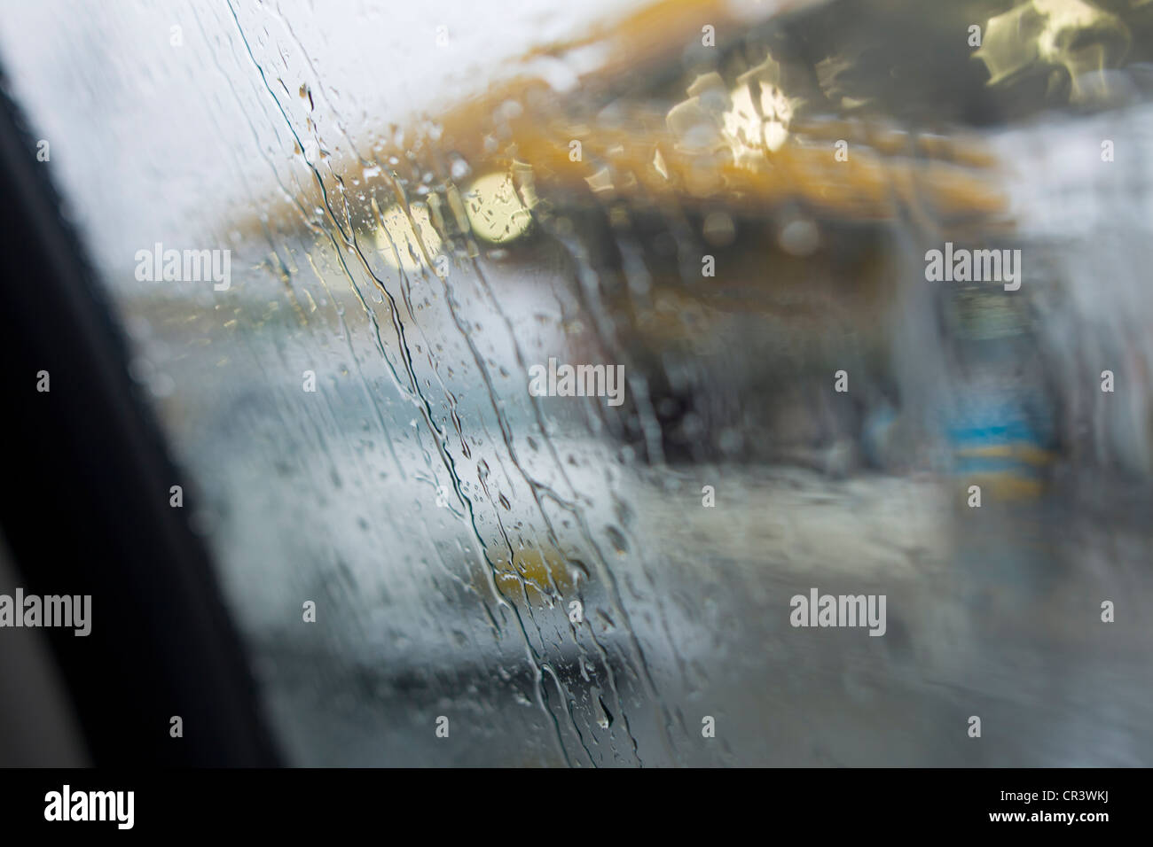Rain droplets on a car window Stock Photo Alamy