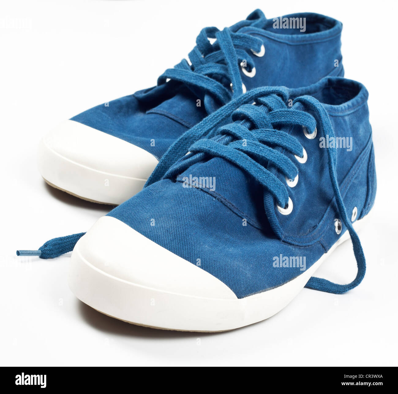 Pair of new blue shoes Stock Photo Alamy