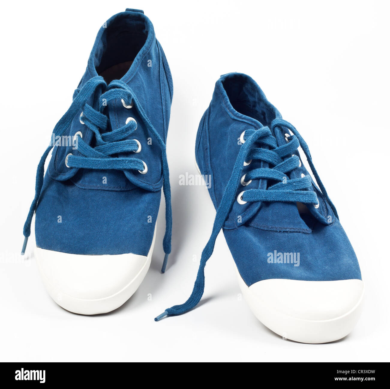 Pair of new blue shoes Stock Photo Alamy