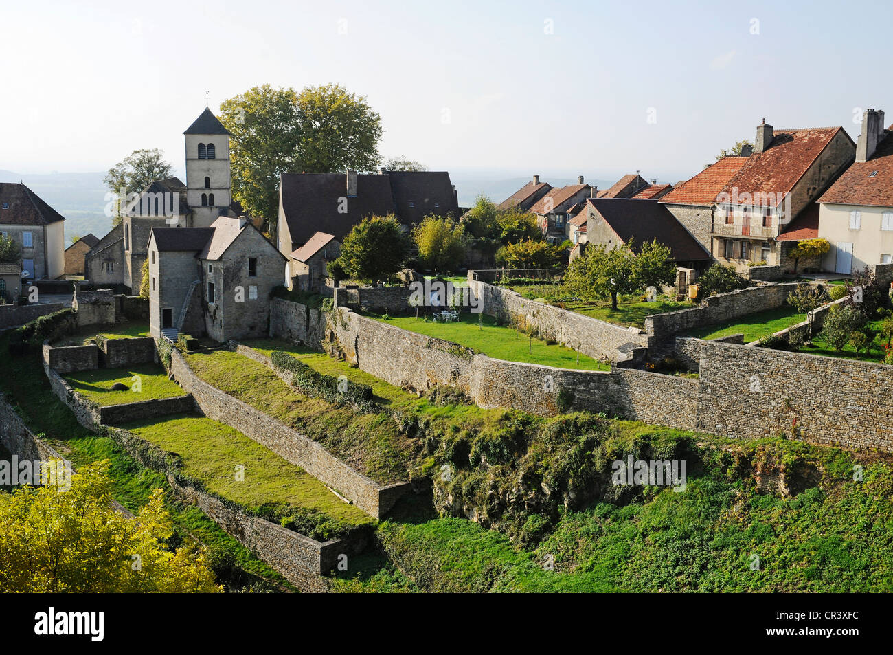 Village, community, Chateau-Chalon, Department of Jura, Franche-Comté, France, Europe, PublicGround Stock Photo