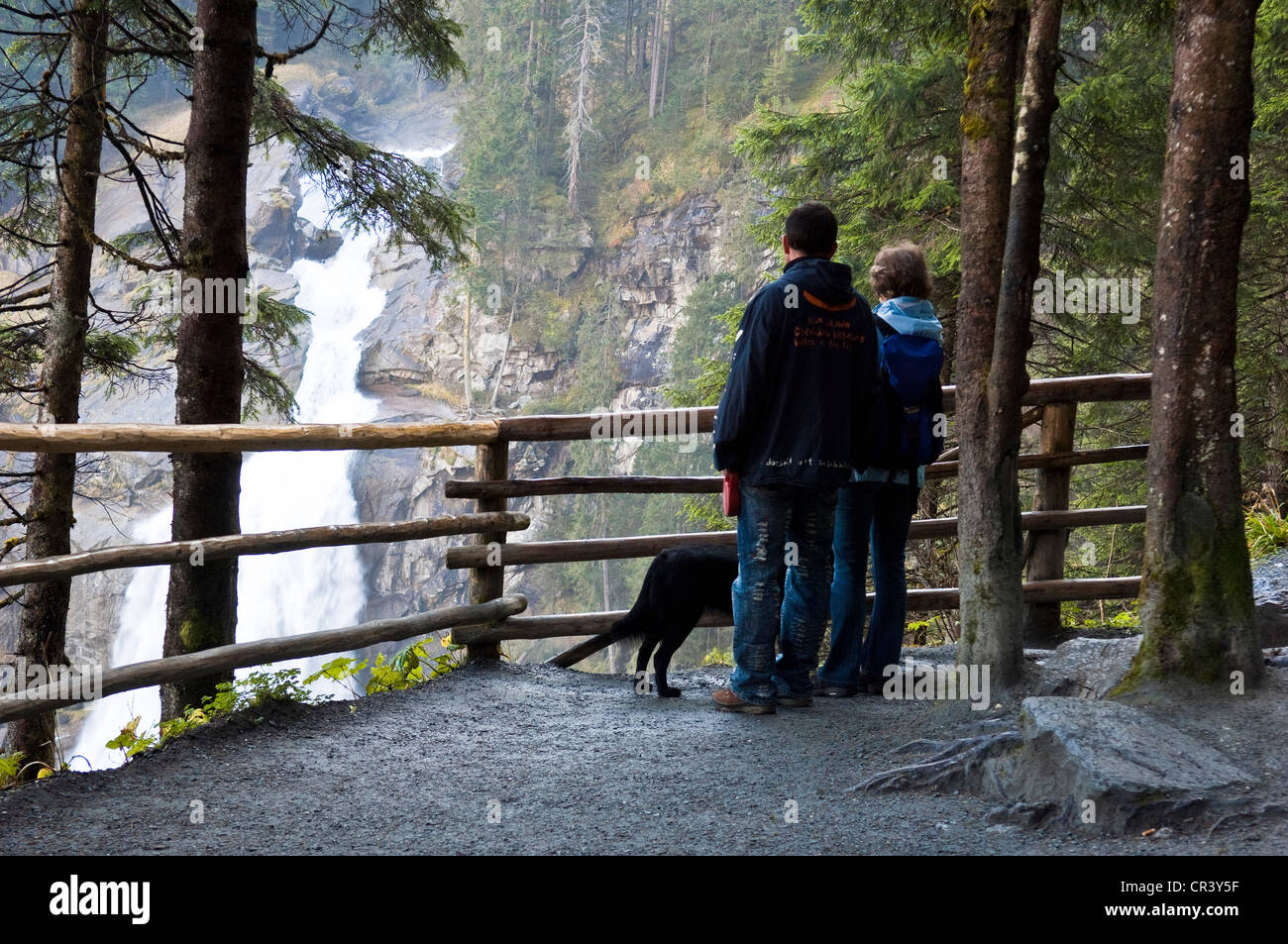 Austria, Salzburg Land, Krimml, Hohe Tauern national park, tourist circuit of Krimml waterfall, Krimmler Wasserfälle Stock Photo