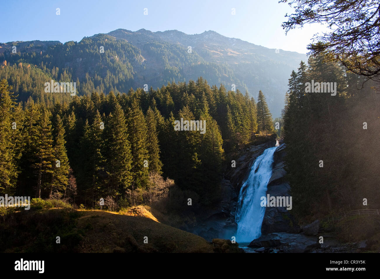 Austria, Salzburg Land, Krimml, Hohe Tauern national park, tourist circuit of Krimml waterfall, Krimmler Wasserfälle Stock Photo