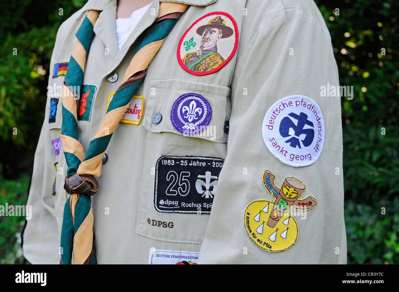 Scouts uniform with badges, neckerchief, Germany, Europe Stock Photo