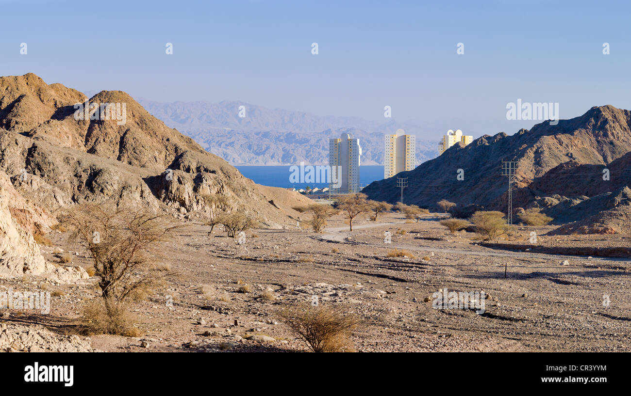 A wadi in the 'Masiv Eilat' nature reserve, on the outskirts of Eilat, Southern District, Israel Stock Photo